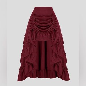 Length Adjustable Elastic Waist Ruffle Cake Maxi Skirt